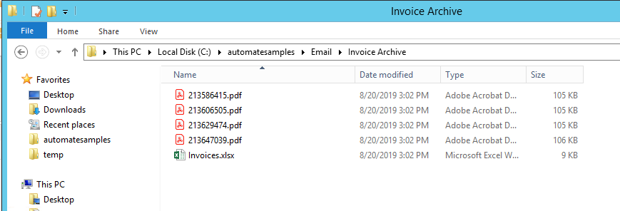 Saving invoices detached from email